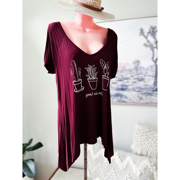 NWOT Cold Shoulder Cactus Boho Vibes Flowy Tunic L - Picture 4 of 4